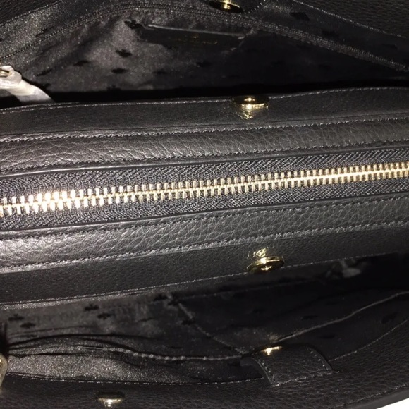 KATE SPADE LEILA MEDIUM TRIPLE COMPARTMENT SATCHEL SHOULDER BAG BLACK LEATHER - Picture 13 of 14
